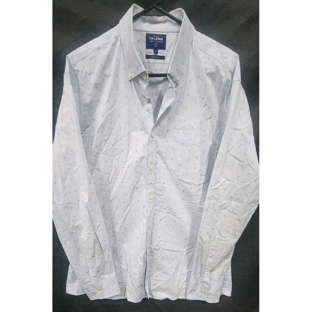 T.M. Lewin Jermyn Street London Fitted Dress Shirt Men's XL Light Blue white EUC